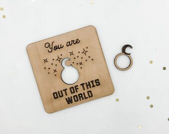 Valentines card SVG// Punch-out moon ring card SVG// Laser Cut File// Glowforge
