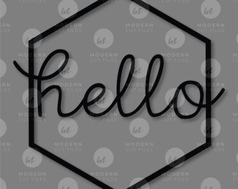Hexagon hello sign SVG// Hexagon hello wreath SVG// Laser cut file