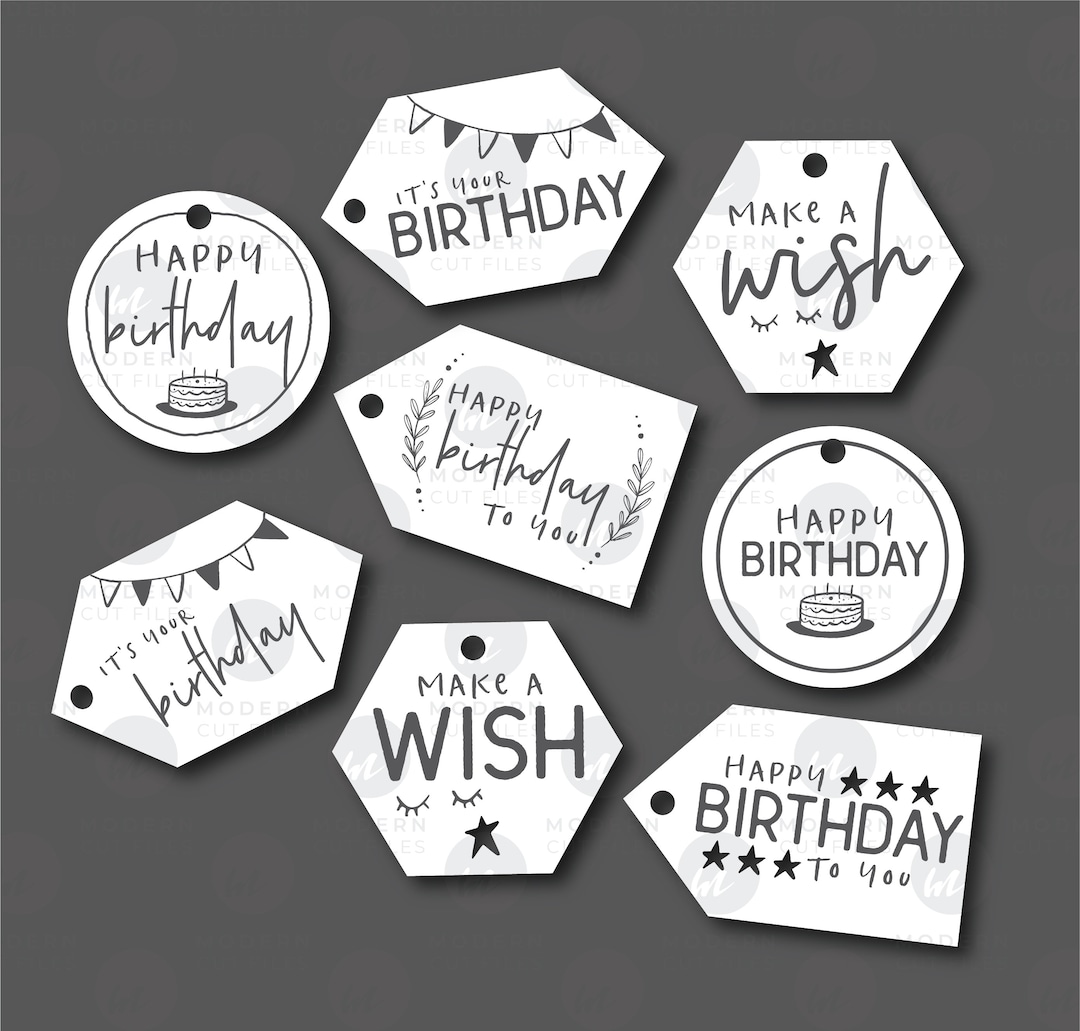 Birthday Gift Tags SVG Bundle// Birthday Tag SVG// Laser Cut File Etsy