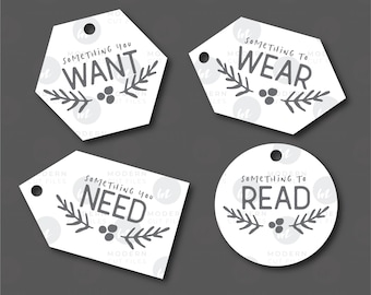 Want Need Wear Read Gift Tag Set SVG// Holiday Gift Tags SVG//Christmas Gift Tag Set SVG// Laser Cut File