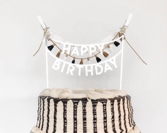 Happy birthday bunting cake topper SVG // birthday party cake topper SVG // Laser cut file // glowforge