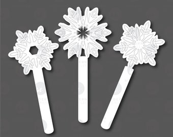 Snowflake cupcake toppers SVG bundle// Frozen cupcake toppers SVG// Laser cut file