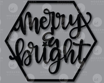 Geométrico Alegre y brillante corona SVG// Geometric Christmas Wreath SVG // Laser Cut File