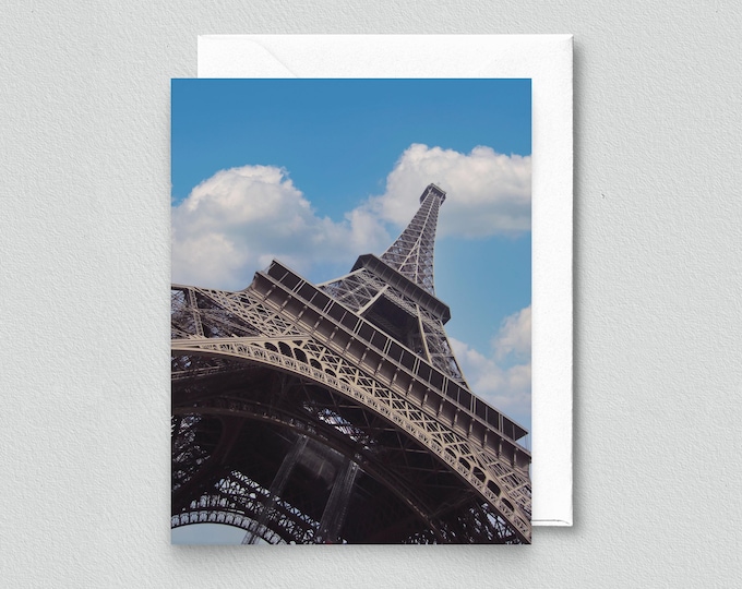 Eiffel Tower Blank Notecard - Stationery, Paris Greeting Card, Vive La France Notecard Set