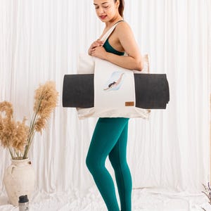 Bolsa grande de lona de algodón para yoga y pilates con soporte para esterilla, Lorenzella