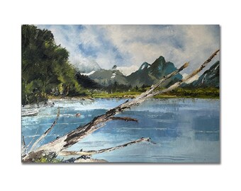 Original Oil Painting of Alpine Lake, Cascades