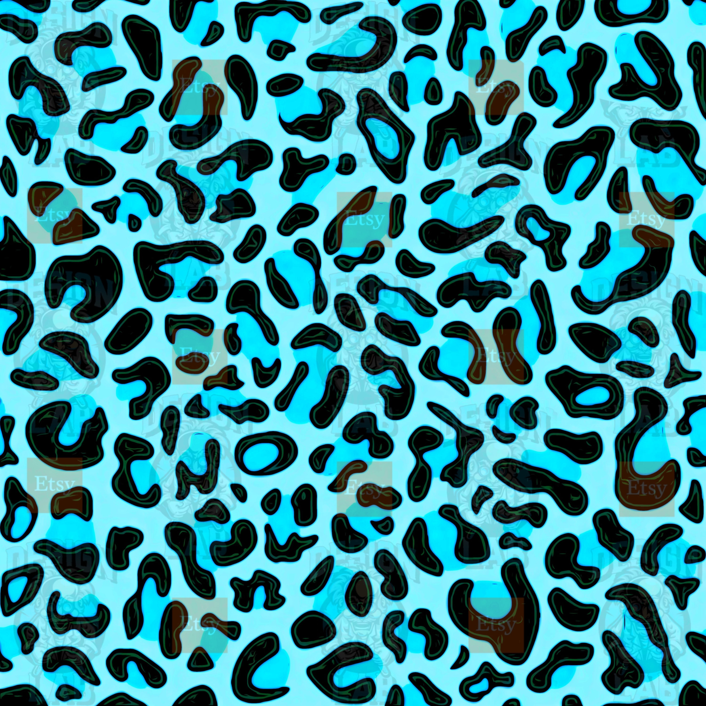 Turquoise Blue Cheetah Print Background PNG Digital Design | Etsy