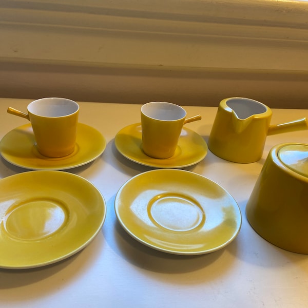 Vintage Espresso Set Four Seat Setting Yellow Ceramic Espresso Collectable Birthday Gift Anniversary Gift Home Decor Kitchen Set Christmas