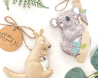 Handmade Felt Koala, Kangaroo Tree | Wall | Handle | Hanging Decoration ideal Keepsake or Gift