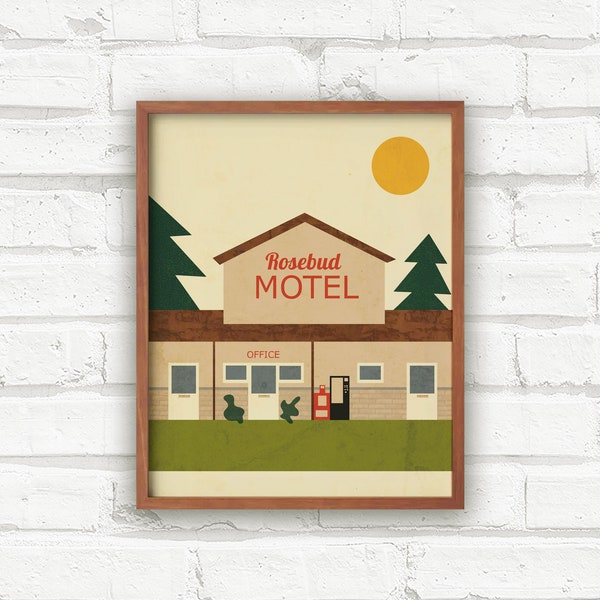 Rosebud Motel Art Print, Schitt's Creek Inspired Art Print, Mid Century Modern, Retro Wall Art, Minimalist Decor