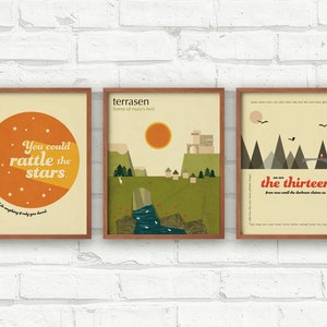 Láminas artísticas del Trono de Cristal, arte literario, láminas de arte moderno de mediados de siglo, arte mural retro, fan art minimalista