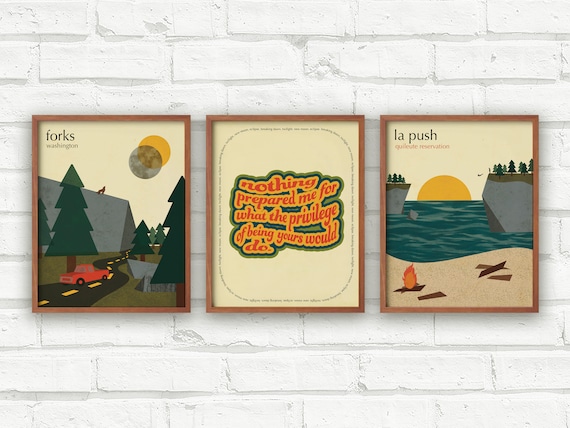 Twilight Inspired Art Print Set, Subtle Bookish Art, Mid Century Modern Art Print, Minimalist Fanart