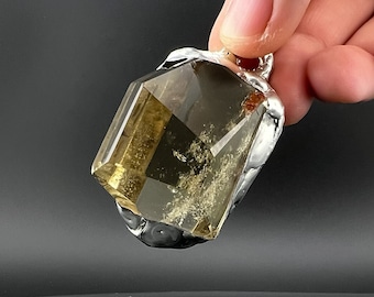 Citrine Crystal Necklace Encoded to RA Created By Egyptian High Priestess. Handmade Jewelry For Spiritual Purification, Abundance #K310