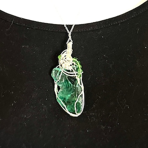 ANDARA CRYSTAL NECKLACE Encoded to Archangel Raphael. Authentic Andara, Green Andara Handmade Jewellery Gift For Her, Silver Necklace #3024