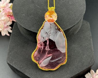 Pink Andara Necklace for Empaths | Handmade Gold Wire Wrapped Crystal, Emotional Boundaries & Heart Clarity Jewelry H247