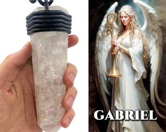 Bergkristalketting toverstokje aartsengel Gabriël kristallen hanger grote kwarts puntketting spiritueel geschenk genezend kristal (# C174)
