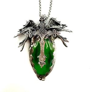 Andara Crystal Necklace Archangel Raphael Pendant  Green Mt. Shasta Crystal with Cross and Angel Wings – Spiritual Jewelry for Healers #2256