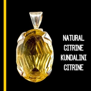 Kundalini Citrine Pendant Natural Yellow Gemstone Necklace Sterling Silver Rare Crystal Jewelry for Abundance Energy Spiritual Gift  #1305