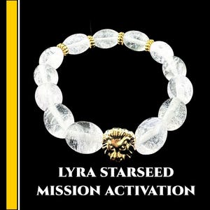 Quartz Crystal Bracelet for Lyra Starseeds Healing Crystal Jewelry Handmade with Lion Charm Starseed Gift Spiritual Bracelet for Her or Him
