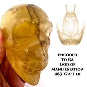 Citrine Crystal Skull.  NATURAL CITRINE Encoded To RA  By Egyptian High Priestess Manifestation/Luck/Money Metaphysical/Spiritual Gift #170D