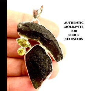 MOLDAVITE Pendant 11.2 Gm With Peridot for Starseeds Authentic Moldavite, Sterling Silver, Natural Moldavite Crystal Encoded Jewelry #632