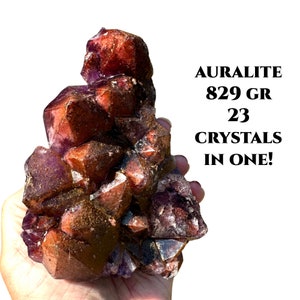 AURALITE 23 CRYSTALS In One. Large Amethyst Crystal. Thunder Bay Amethyst. Lemurian Crystal. Spiritual Home Decor, Encoded Crystals  #569