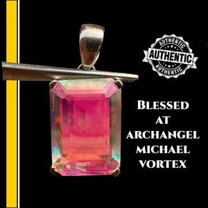 Angel Andara Necklace Emerald Cut Sterling Silver Pendant Blessed at Michael Vortex Encoded to All Archangels Protection/Healing Jewelry #62