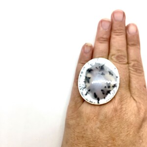 MERLINITE Crystal Silver Ring, Encoded To Merlin, Evil Eye Shield Statement Ring,Adj. Ring, Spiritual GIft for Her,Encoded Crystals #844