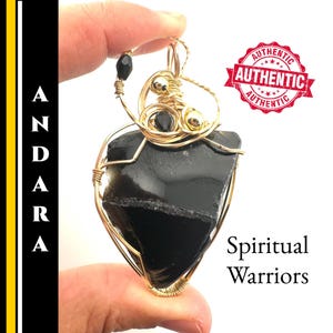 Andara Crystal Necklace Black Authentic Mt Shasta for Spiritual Warriors Protection Rare Gold Necklace Handmade Unisex Jewelry #1003