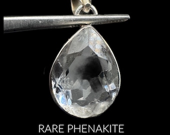 Collana con cristallo di fenacite in argento sterling, rara gemma Ascension, ciondolo con fenacite Synergy a 12 pietre #3065