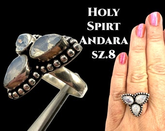 Andara Ring Encoded To The Holy Spirit Blessed At Archangel Michael Vortex. Authentic Andara. Tripple Ring Gift for Her. Sz 8 #2263