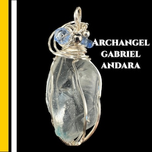 Archangel Gabriel Necklace with Blue Andara Crystal Swarovski Accents Blessed at Lake Louise Vortex for Divine Communication #1269