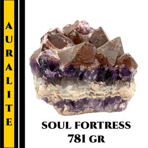 Auralite 23 Red Capped Crystal Cluster – Large Raw Amethyst Super 23 Stone for Deep Healing, Meditation, Spiritual Protection Display #482