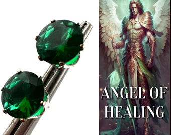 ANDARA  Earrings Encoded to Archangel Raphael Angel of Encoded Authentic Green Andara Mt Shasta #1853