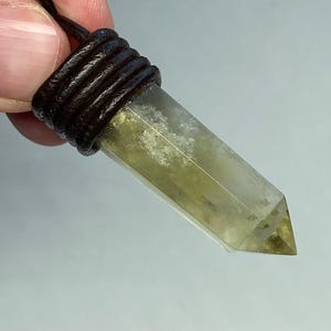 CITRINE NECKLACE Encoded to Egyptian God RA God of Manifestation/Creation Crystal Wand Necklace On Adj Leather Necklace, Mens Gift  (#C377)
