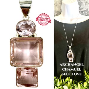 Andara Crystal Necklace, Pink Mt Shasta Authentic Andara|Archangel Chamuel Pendant for Twin Flame, Self Love, Angelic Encoded, Empaths #3051