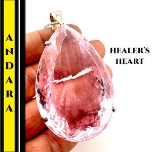 Andara Crystal Necklace for Self Love and Healing – Pink Angelic Necklace Encoded to Archangel Chamuel, Mt Shasta Jewelry for Empaths #2198