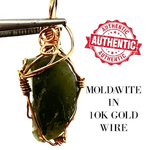 Moldavite Crystal Necklace 4.4 Grams Natural Gem Handmade Gold Filled Wire Wrapped Pendant Spiritual Jewelry Gift Moldavite Necklace #1630