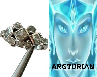 Andara Crystal Ring in Silver With Certificate. Sz 8.5 Arcturian STAR SEED Jewelry. Authentic Andara Gift for her#1059