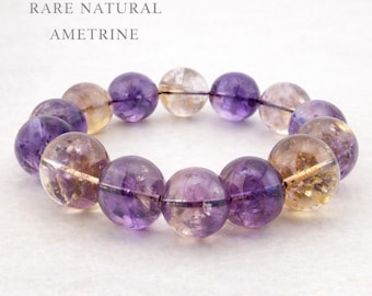 Ametrine Bracelet Natural Rare Ametrine Crystal Beaded Bracelet One of a Kind Spiritual Jewelry #1492
