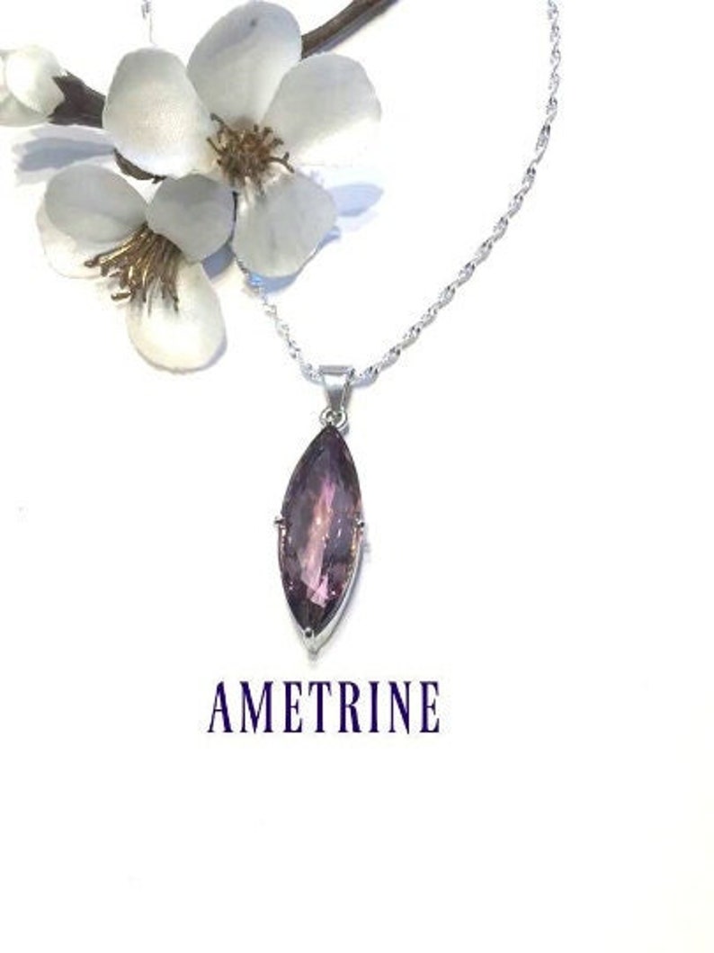 Ametrine Necklace.  AAA GRADE. Marquis Cut, Amethyst, Citrine,,