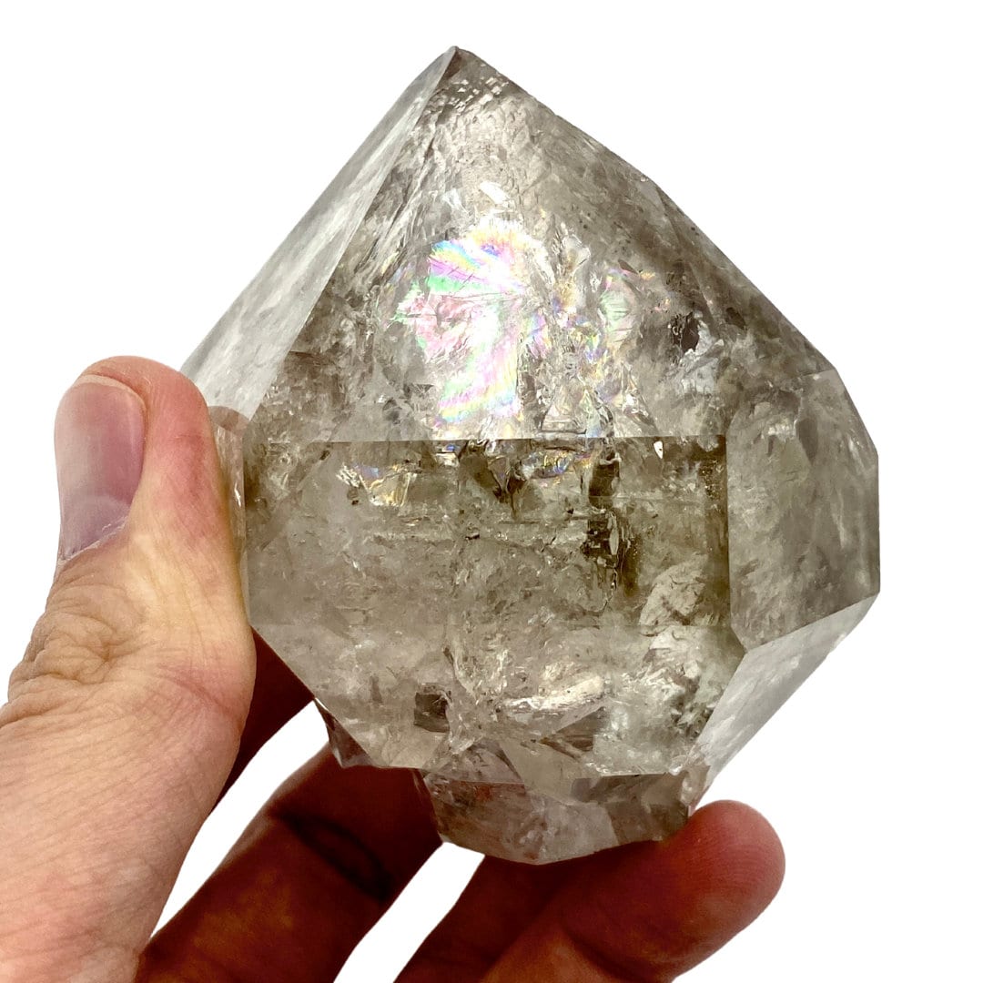 大型ハーキマーダイヤモンド結晶、未加工両端結晶クォーツポイント