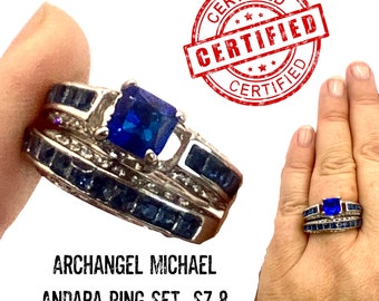 Andara Crytal Ring Set, Crystal Engagement Ring, Handmade Jewelry, Blessed At Archangel Michael Vortex Sz 8 #1468