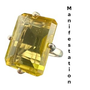 Citrine Ring Sterling Silver Statement Ring Encoded to Ra for Abundance Activation, Ethical Crystal Jewelry for Leadership and Light #1302