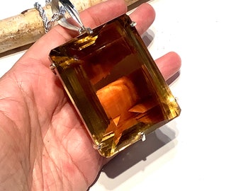 Citrine Necklace. HUGE STATEMENT PIECE. Largest On Etsy! 1182CS! Ritual Piece in Silver. Tailsman To Ra, God of Manifestation