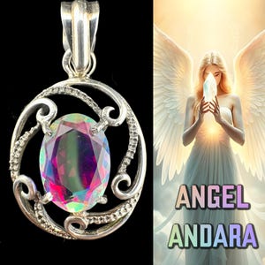 Andara Crystal Necklace Authentic Mt Shasta Rainbow Andara Blessed at Archangel Michael Vortex Encoded to Archangels Silver Jewelry  #2210