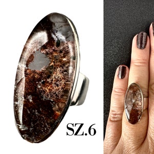 SHAMANIC DREAM QUARTZ Ring Sz 6 Shamanic Encoded, Silver Ring Women's Ring Men's Ring Crystal Encoded Jewelry, Lodolite, Garden Quartz #3055