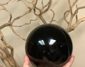 Andara Crystal Ball XL 7 pound authentiek Andara Sphere gecodeerd naar Anubis Zeldzaam ritueel kristal met standaard #471
