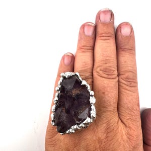 AURALITE CRYSTAL RING Handmade Jewelry A Grade Thunder Bay Amethyst. Statement Ring, Gift for Her/Him Adj. Ring Encoded Crystals #1162