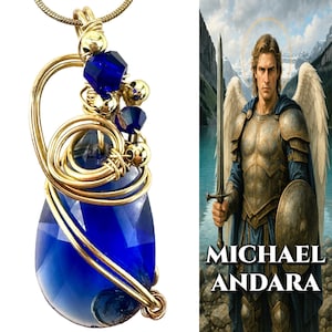Andara Crystal Necklace Certified Authentic, Blessed at Archangel Michael Vortex, Gold Necklace Spiritual Jewelry Gift for Her or Him #1206